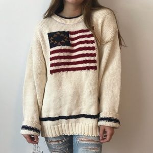 Cream American Flag Sweater